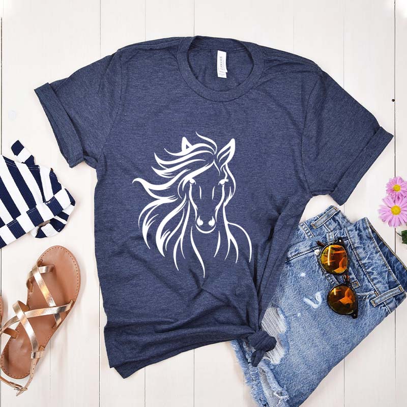 Simple Floral Horse T-Shirt