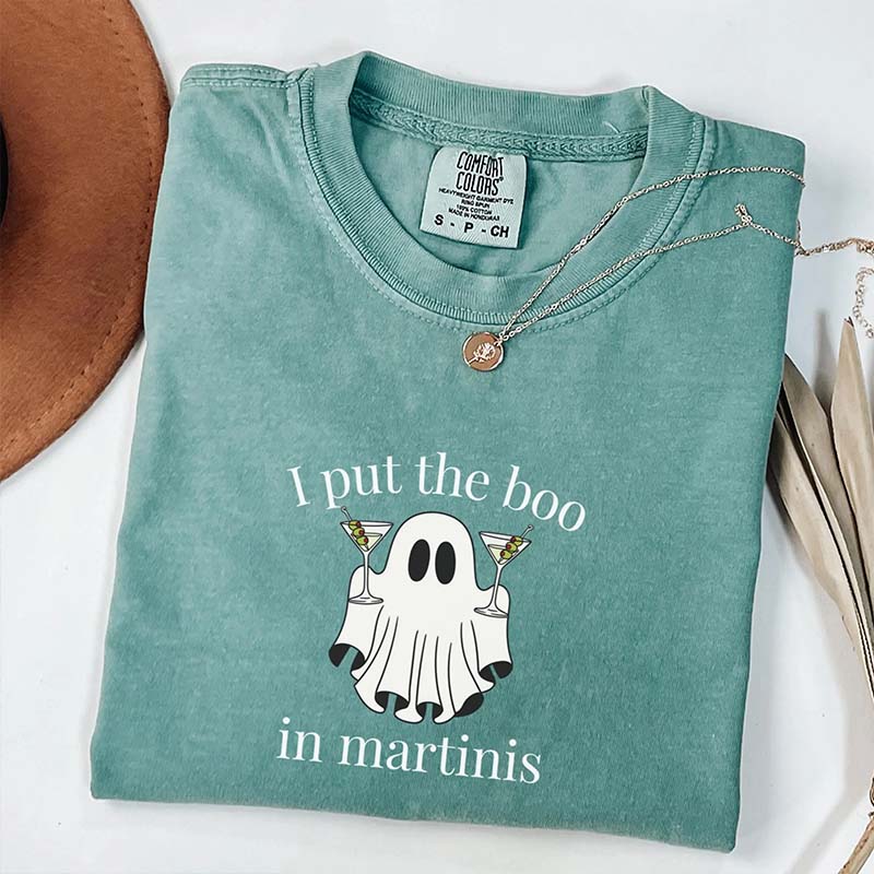 Funny Halloween I Put the Boo in Martinis T-Shirt