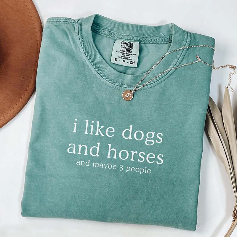 I Like Dogs and Horses and Maybe 3 People Mom Farm T-Shirt