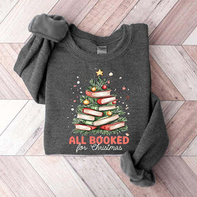 All Booked For Christmas Book Tree Sweatshirt