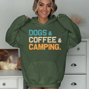 Dogs Coffee Camping Hoodie