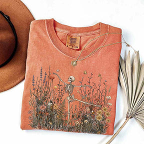 Skeleton Dancing Arabesque Wildflower Botanical Floral T-Shirt