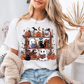 Comfort Colors Ghost Reading Cat T-Shirt