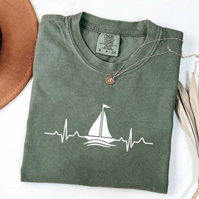 Sailing Heartbeat Boating Captain T-Shirt