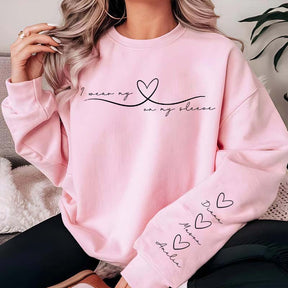 Personalized Mom Heart On My Sleeve Sweatshirt