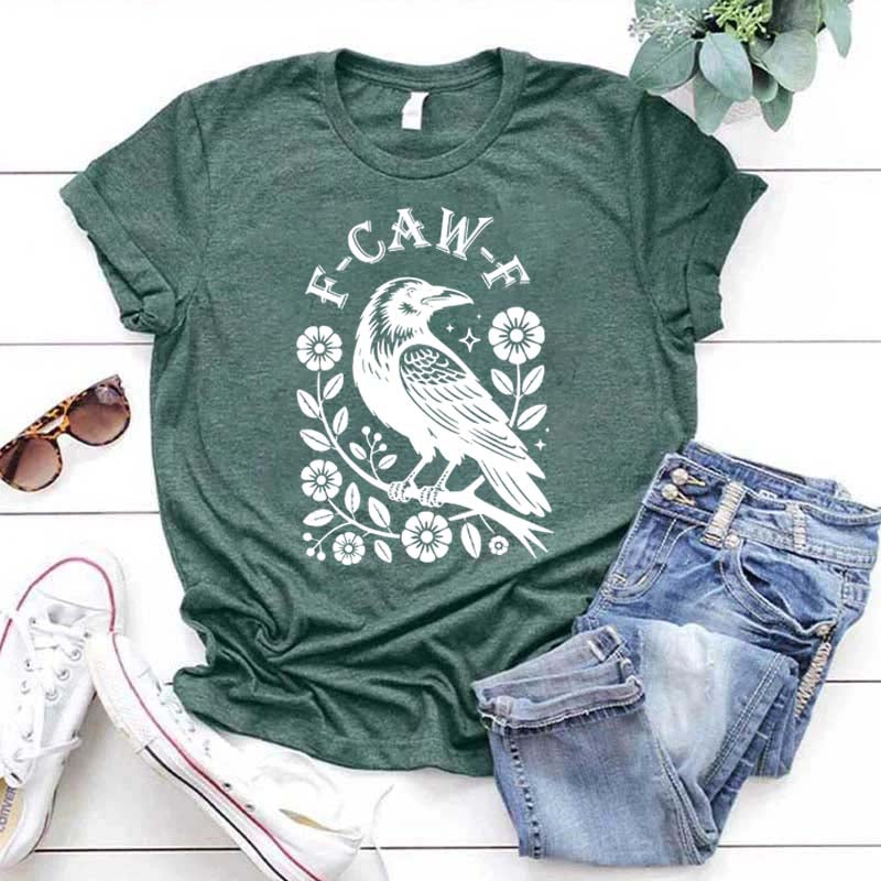 Black Gothic Crow Trendy Bird T-Shirt