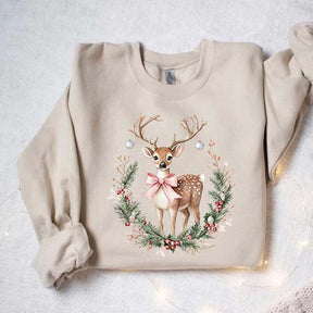 Pink Reindeer Women Sweatshirt