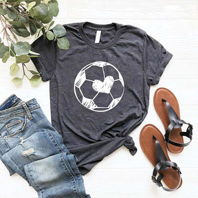 Cute Soccer Ball Heart Graphic T-Shirt