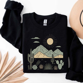 Western Desert Cactus Mountain Sweatshirt