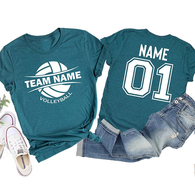 Custom Volleyball Sports Team Text and Number T-Shirt