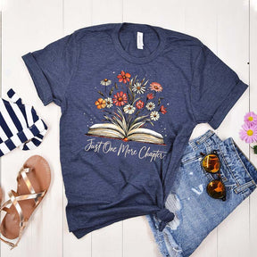 Floral Reading Just One More Chapter T-Shirt