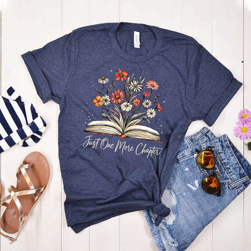 Floral Reading Just One More Chapter T-Shirt