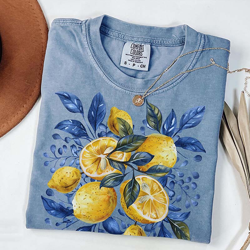 Blue Toile Citrus Botanical Lemon T-Shirt