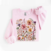 Vintage Pressed Flowers Pink Wildflowers Sweatshirt