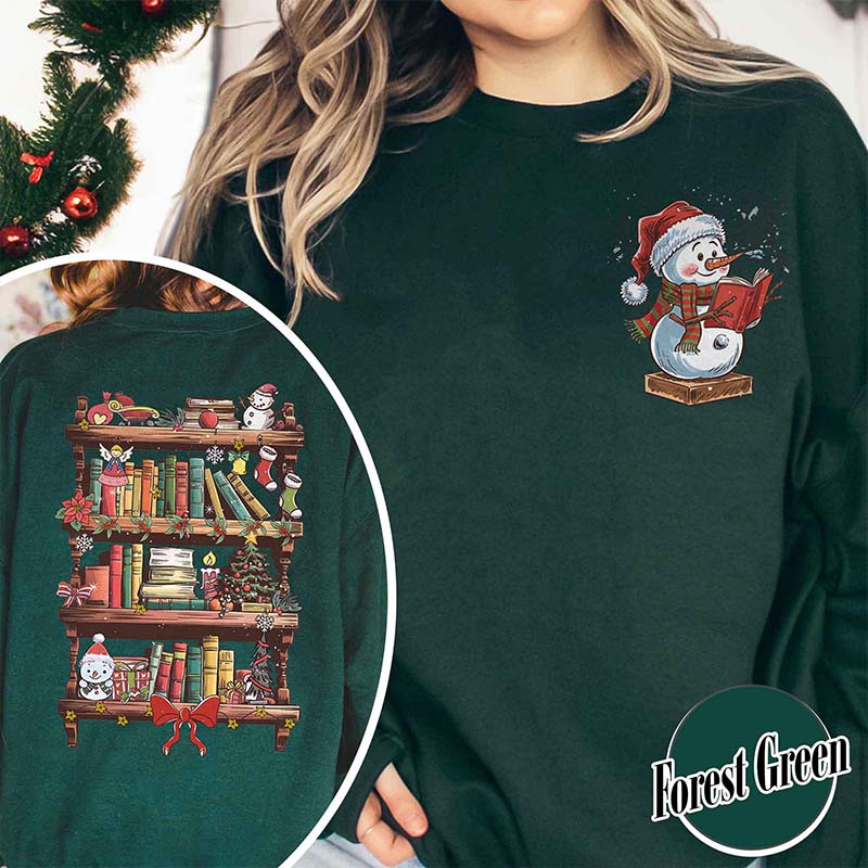 Funny Librarian Snowman Read Book Sweatshirt