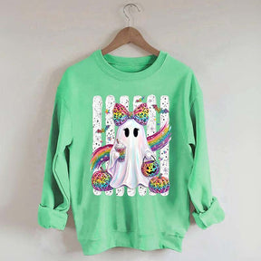 Preppy Ghost Coquette Leopard Girly Sweatshirt