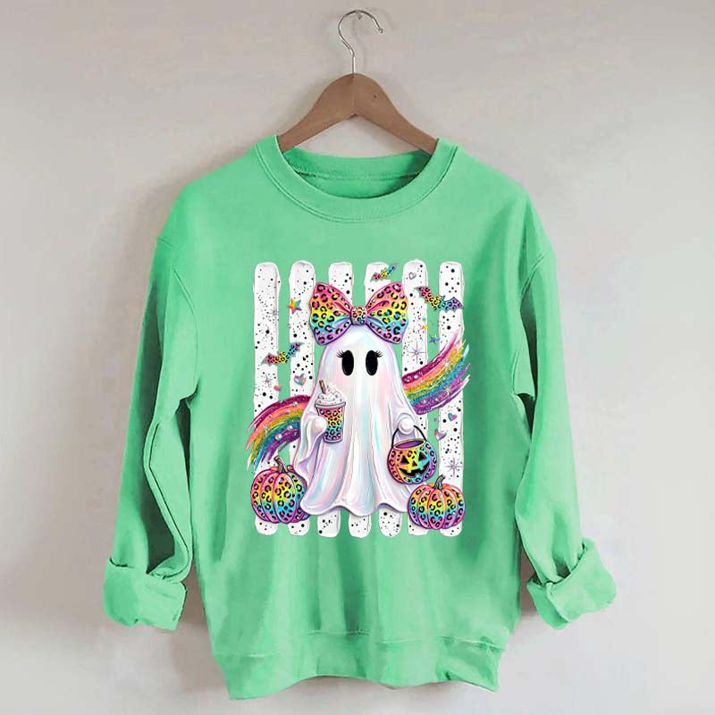 Preppy Ghost Coquette Leopard Girly Sweatshirt