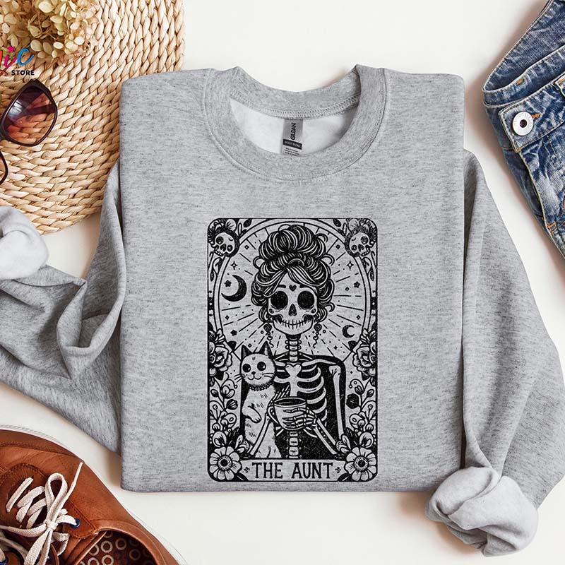 The Aunt Tarot Card Skeleton Sweatshirt