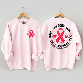 Breast Cancer Awareness Support Love Care Courage Sweatshirt
