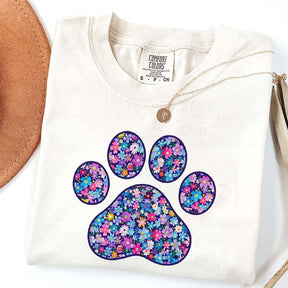 Comfort Colors Floral Paw Print T-Shirt
