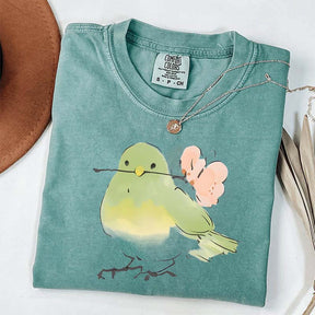 Cute Bird With Flower T-Shirt