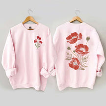 Red Poppies Floral Sweatshirt