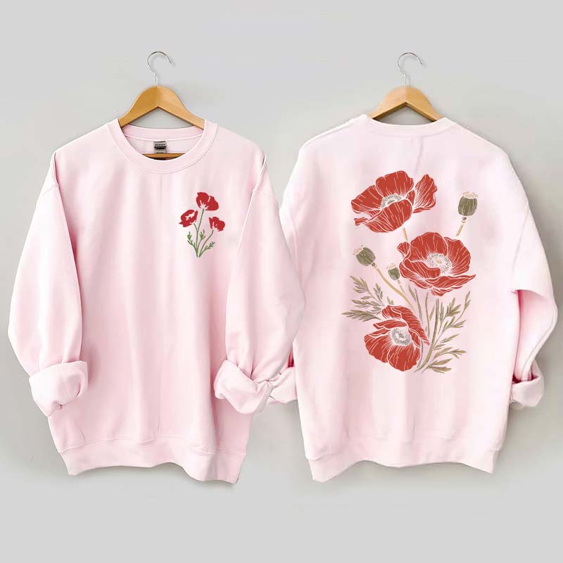 Red Poppies Floral Sweatshirt