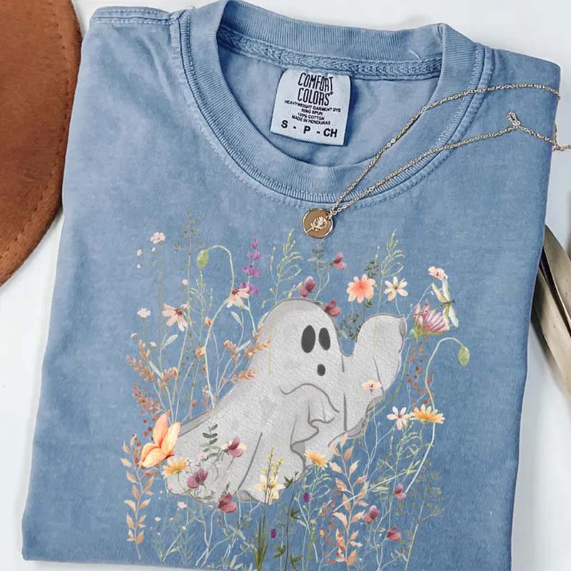 Comfort Colors Cute Ghost in Wildflowers T-Shirt
