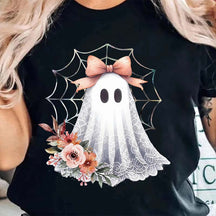 Halloween Lace Ghost Bow T-Shirt