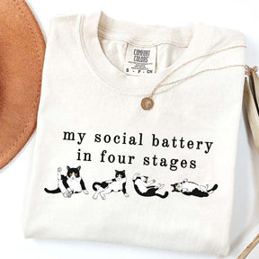 My Social Battery In Four Stages Cats T-Shirt