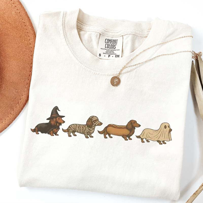 Vintage Art Dachshund Halloween T-Shirt