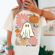 Comfort Colors Floral Ghost Halloween T-Shirt