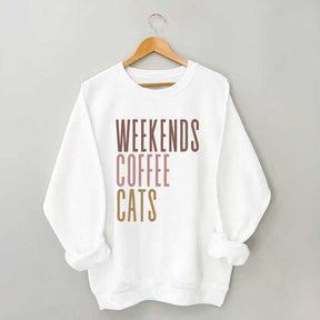 Weekends Coffee Cats Sweatshirt