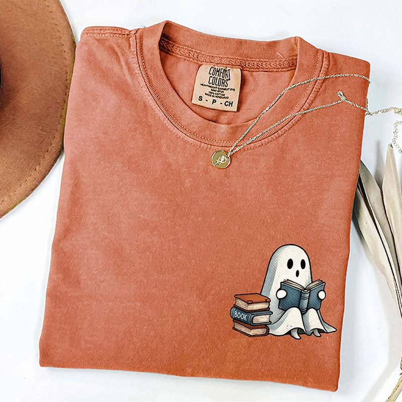 Vintage Ghost Reading Books Lover T-Shirt