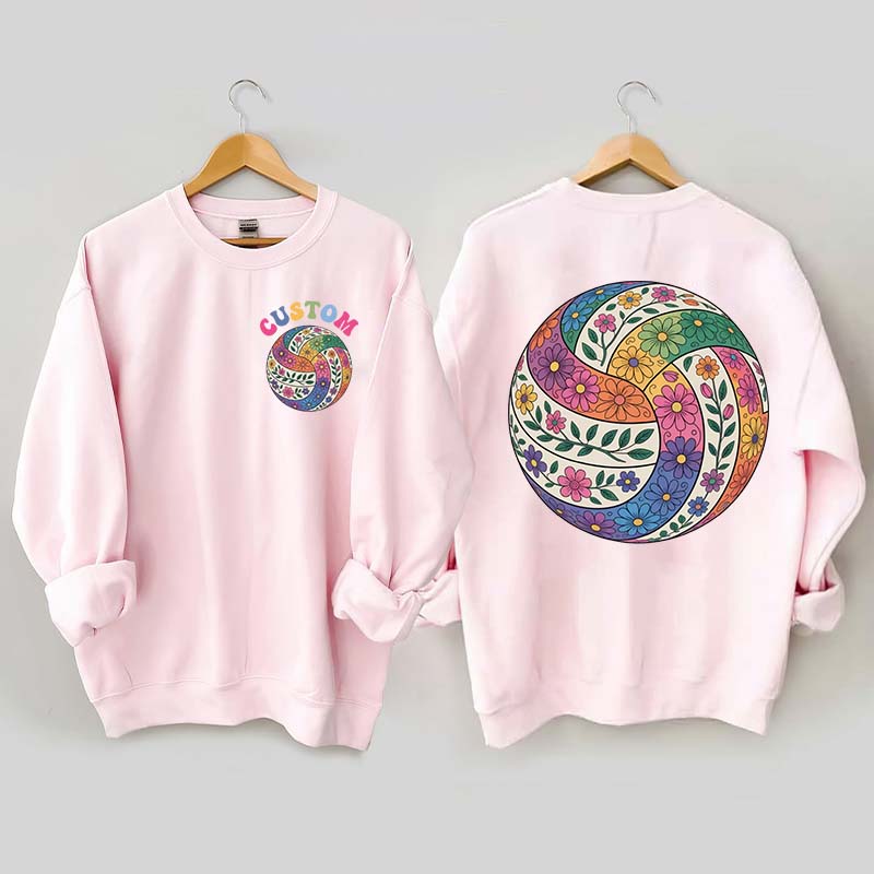 Personalized Volleyball Floral Sweatshirt