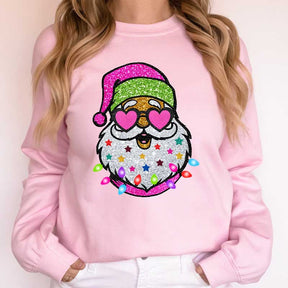 Trendy Pink Santa With Sunglasses Sweatshirt