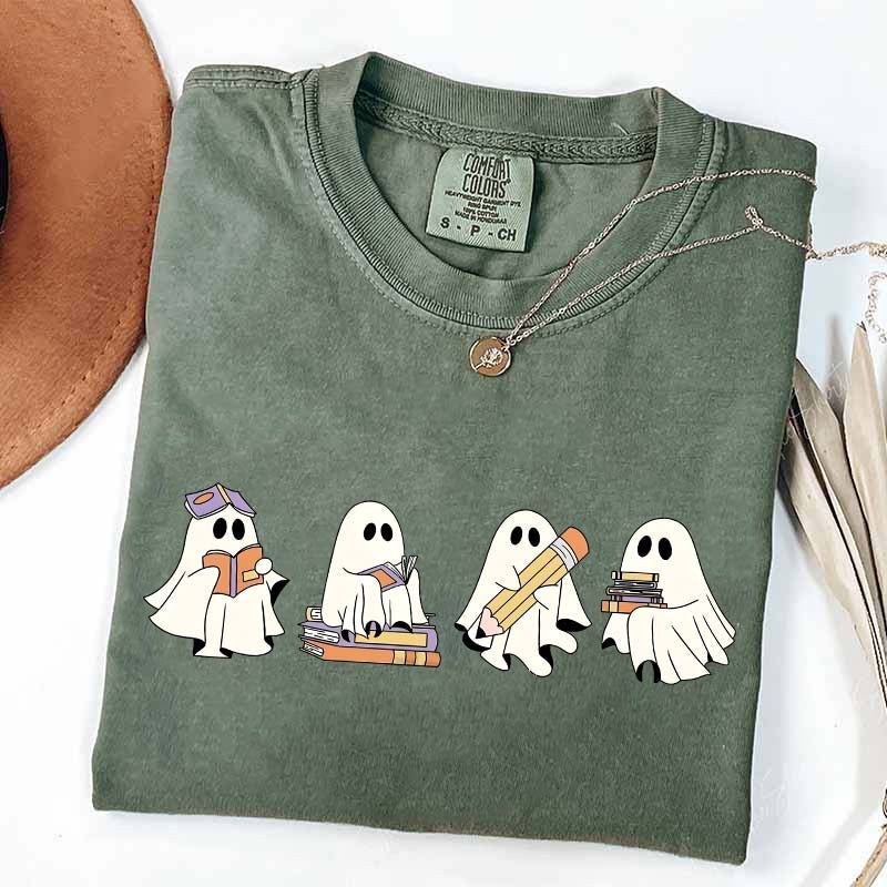 Cute Halloween Ghost Book T-Shirt