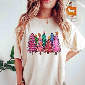 Merry And Bright Pink Christmas Tree T-Shirt