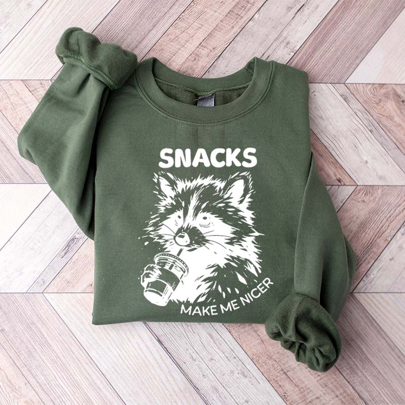 Funny Raccoon Snacks Make Me Nicer Sweatshirt