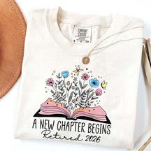 Floral Teachers 'A New Chapter Begins' Retired T-Shirt
