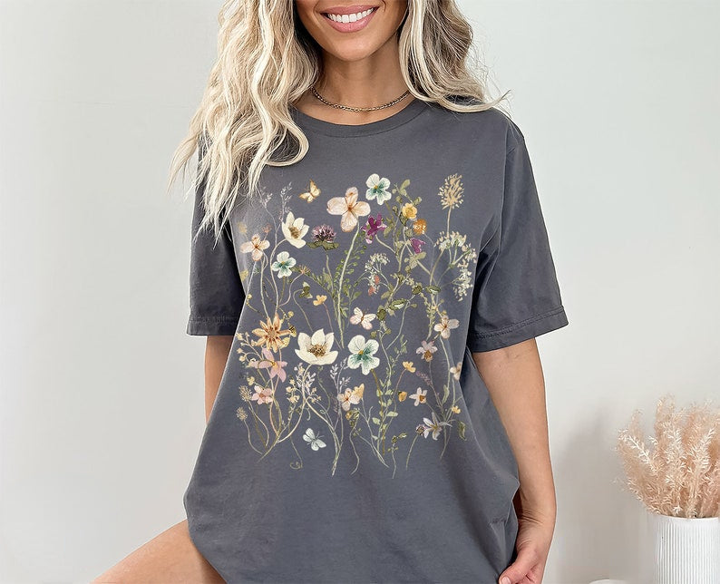 Pressed Flowers Boho Wildflowers T-Shirt