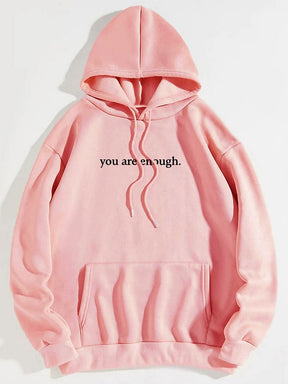 Fashion Loose Fleece Letter Print Pocket Drawstring Hoodie