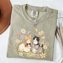 Retro Kitten Cute Cat Butterfly T-Shirt