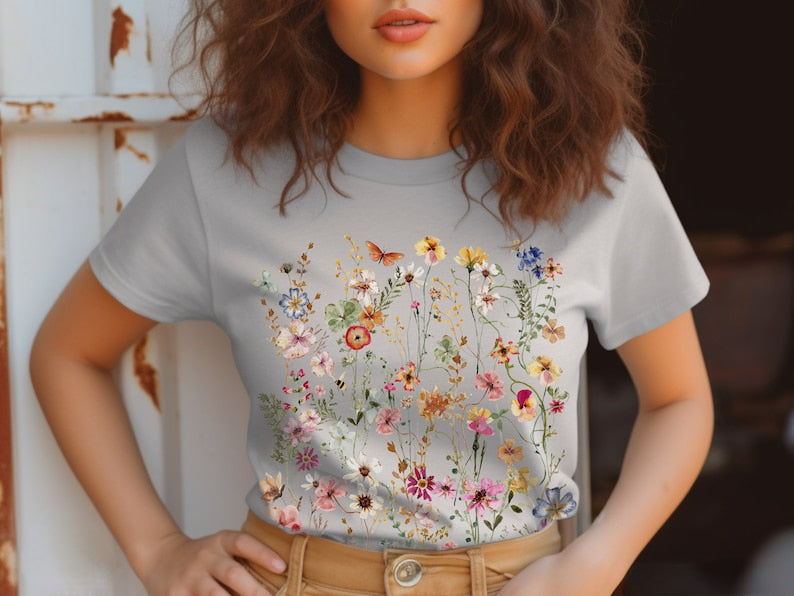 Pressed Flowers Tshirt Boho Wildflowers Shirt