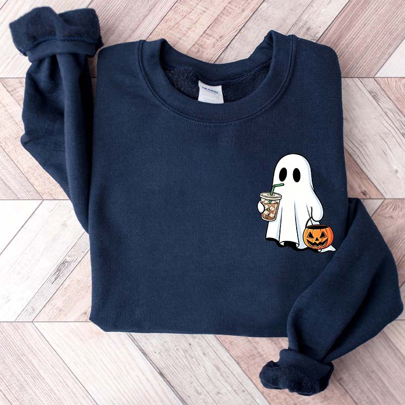 Cute Ghost Drinking Iced Coffee Sweatshirt