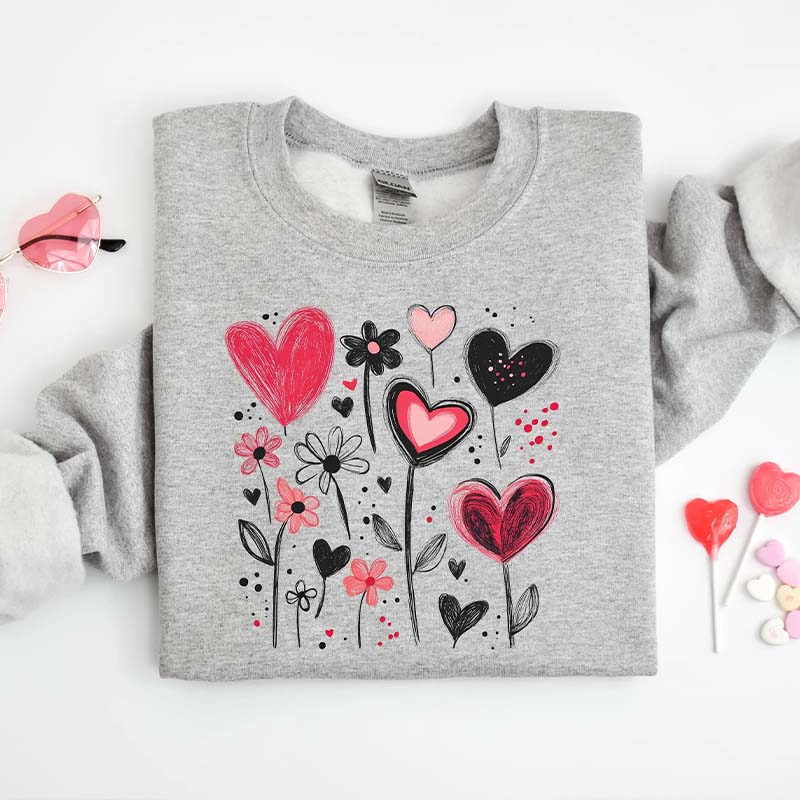 Colorful Heart Flower Sweatshirt