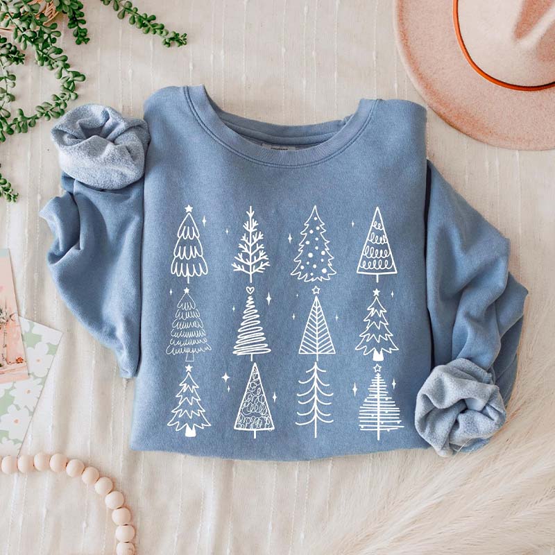 Comfort Color Christmas Trees Holiday Sweatshirt