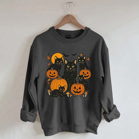 Halloween Cat And Pumpkin Sweatshirt