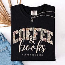Coffee And Books Floral T-Shirt