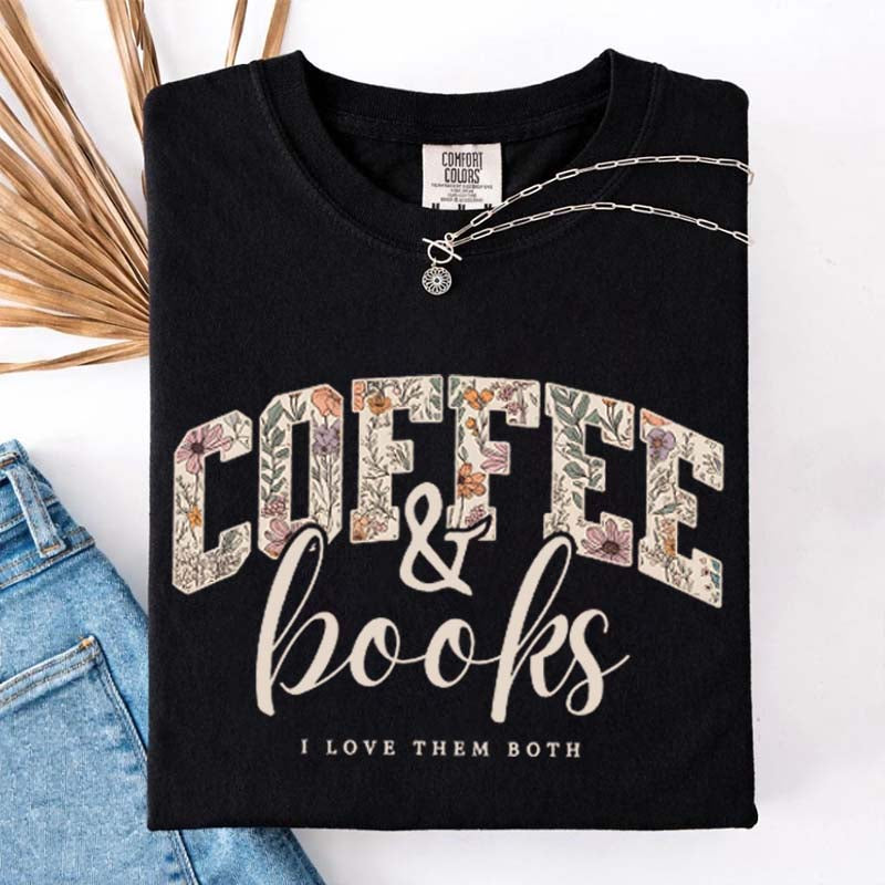 Coffee And Books Floral T-Shirt